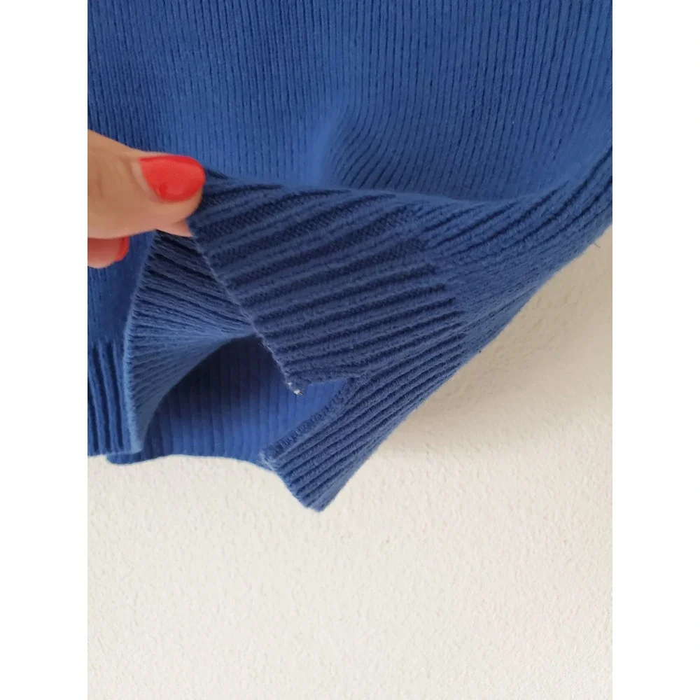 Free People Easy Street Sweater Vest Cobalt Blue Ribbed V-Neck XS OB1751760 - Picture 5 of 11